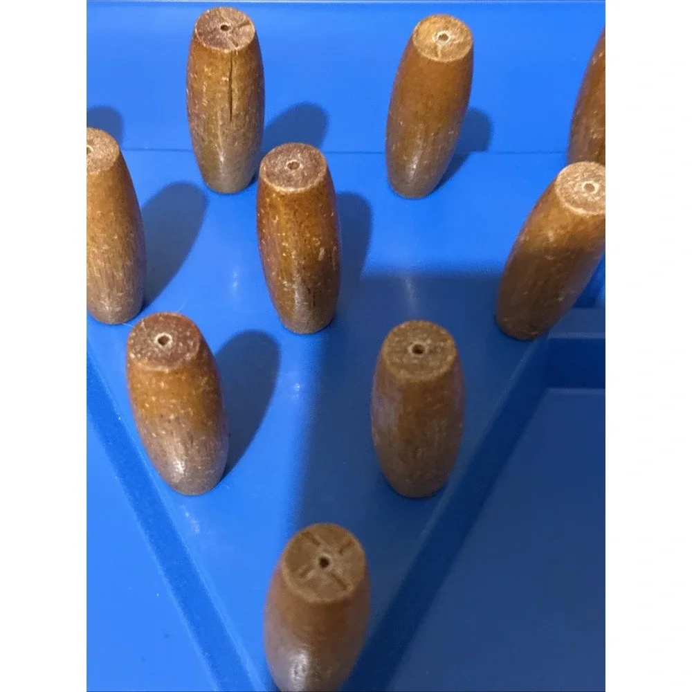 Vtg 1987 Original Skittle Bowl Bowling Game #44 Pressman Solid Wood Wooden Pins